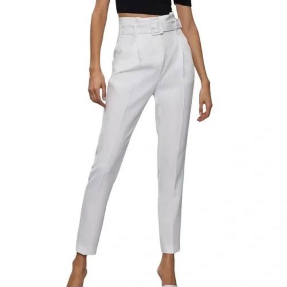Aritzia Babaton Encore Pant White High-Rise Belted Trouser SIZE 4